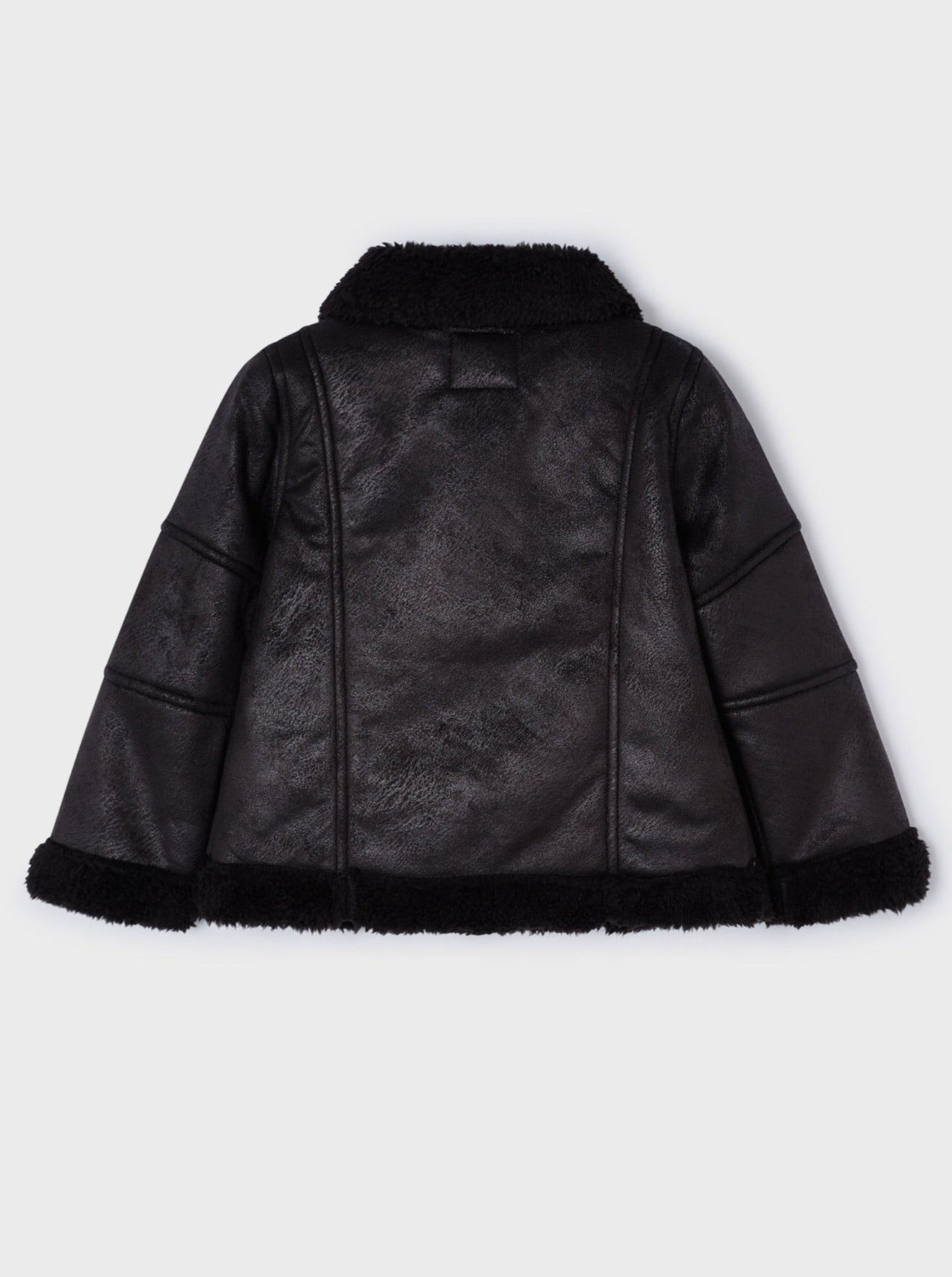 Mayoral Mini Black Shearling Collar Faux Suede Jacket _4414 - 85 - NorthGirls