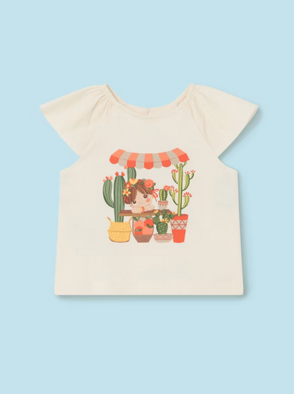 Mayoral Baby Orange Short & 2 Short Sleeve Cactus Print Shirts Set_ 1229-59
