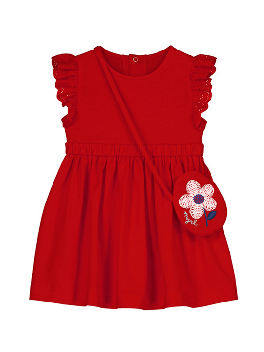 Mayoral Baby Red Dress With Flower Bag_ 1919-86