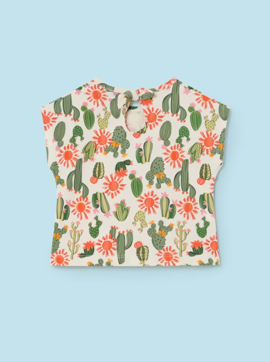 Mayoral Baby Orange Short & 2 Short Sleeve Cactus Print Shirts Set_ 1229-59