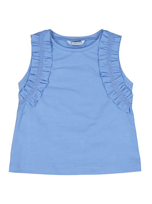 Mayoral Mini Blue Ruffle w/Studs T-Shirt_ 3097-83