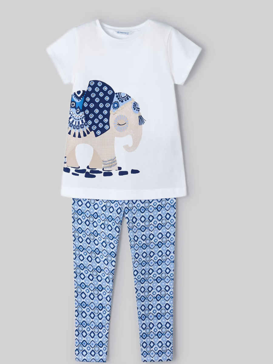 Mayoral Mini Elephant Short Sleeve T-Shirt with Leggings Set_ 3711-14