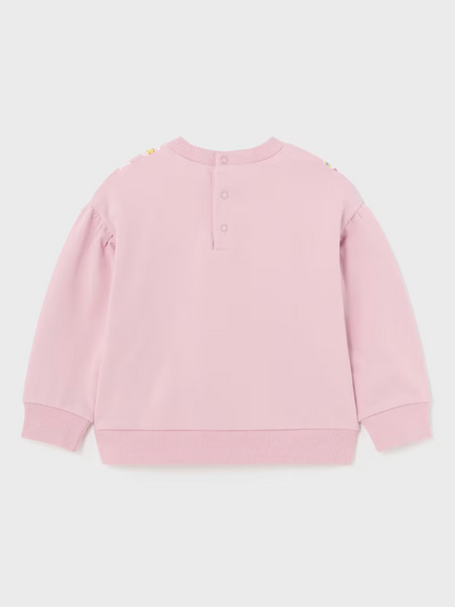 Mayoral Baby Pink Floral Fleece SweatShirt_ 1432-89