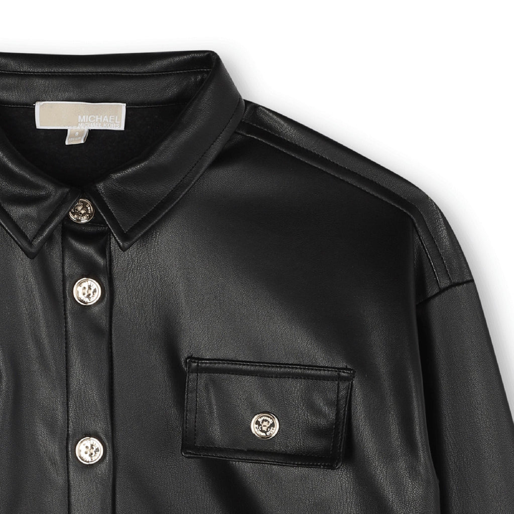 Michael Kors Girls Pleather Shirt_ R30437 - NorthGirls
