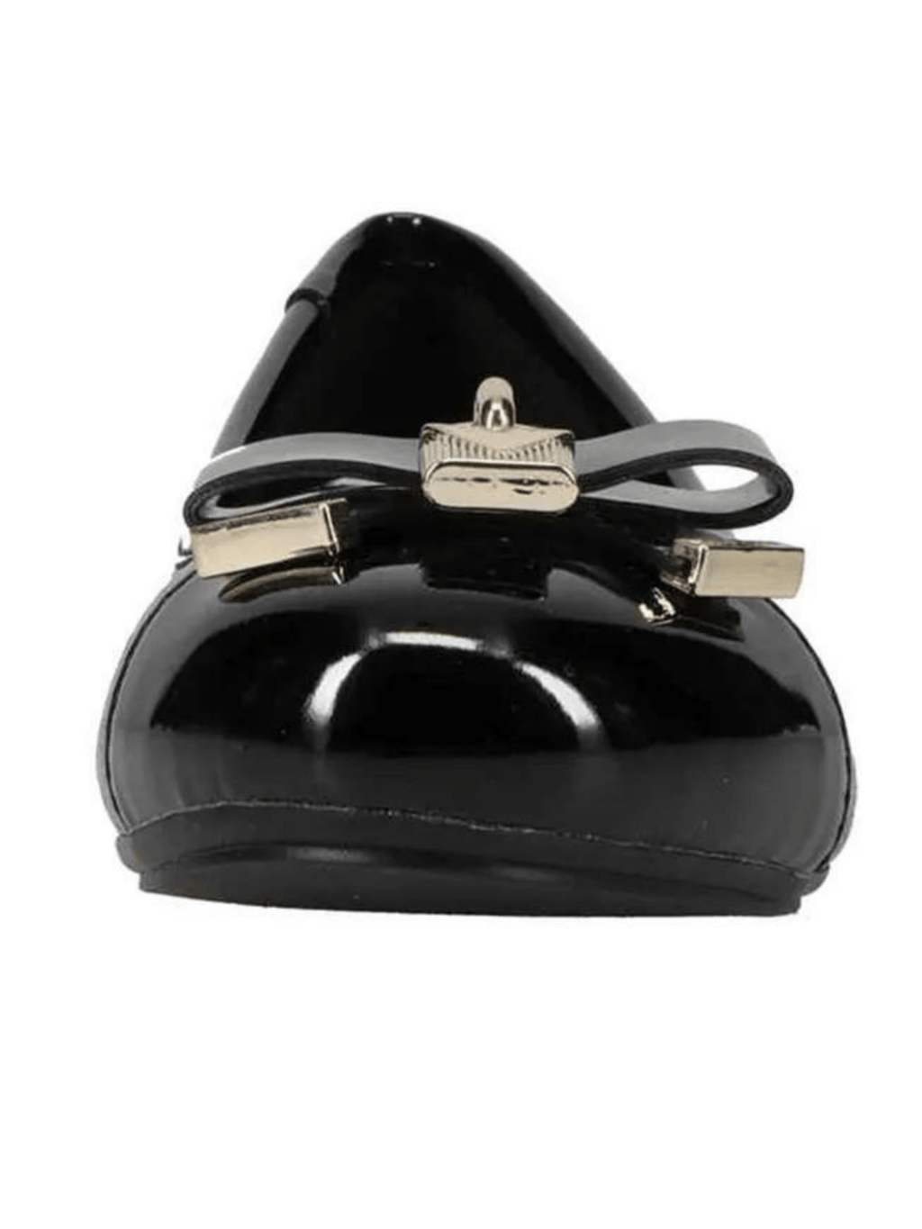 Michael Kors Logo Print Kenya Lock Ballet Shoes Black & Gold_MK100796C - 039 - NorthGirls