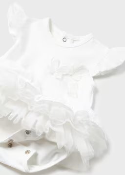 Mayoral Baby Newborn White Tutu Romper with Headband_ 1702-59