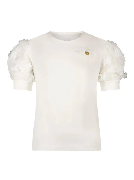 Le Chic  Noshany Flower Voile T-Shirt Off White_C312-5400-003