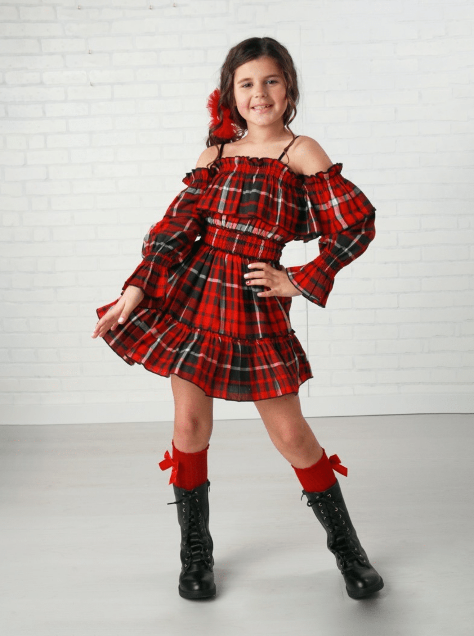 Ooh! La La! Red Avery Plaid Off The Shoulder Dress - NorthGirls