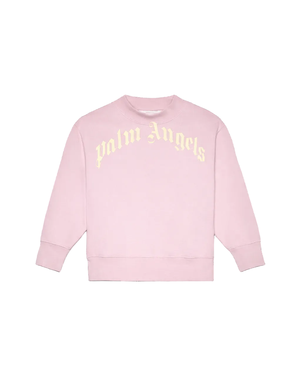 Pink sweatshirt with 'Palm Angels' logo on a black background
