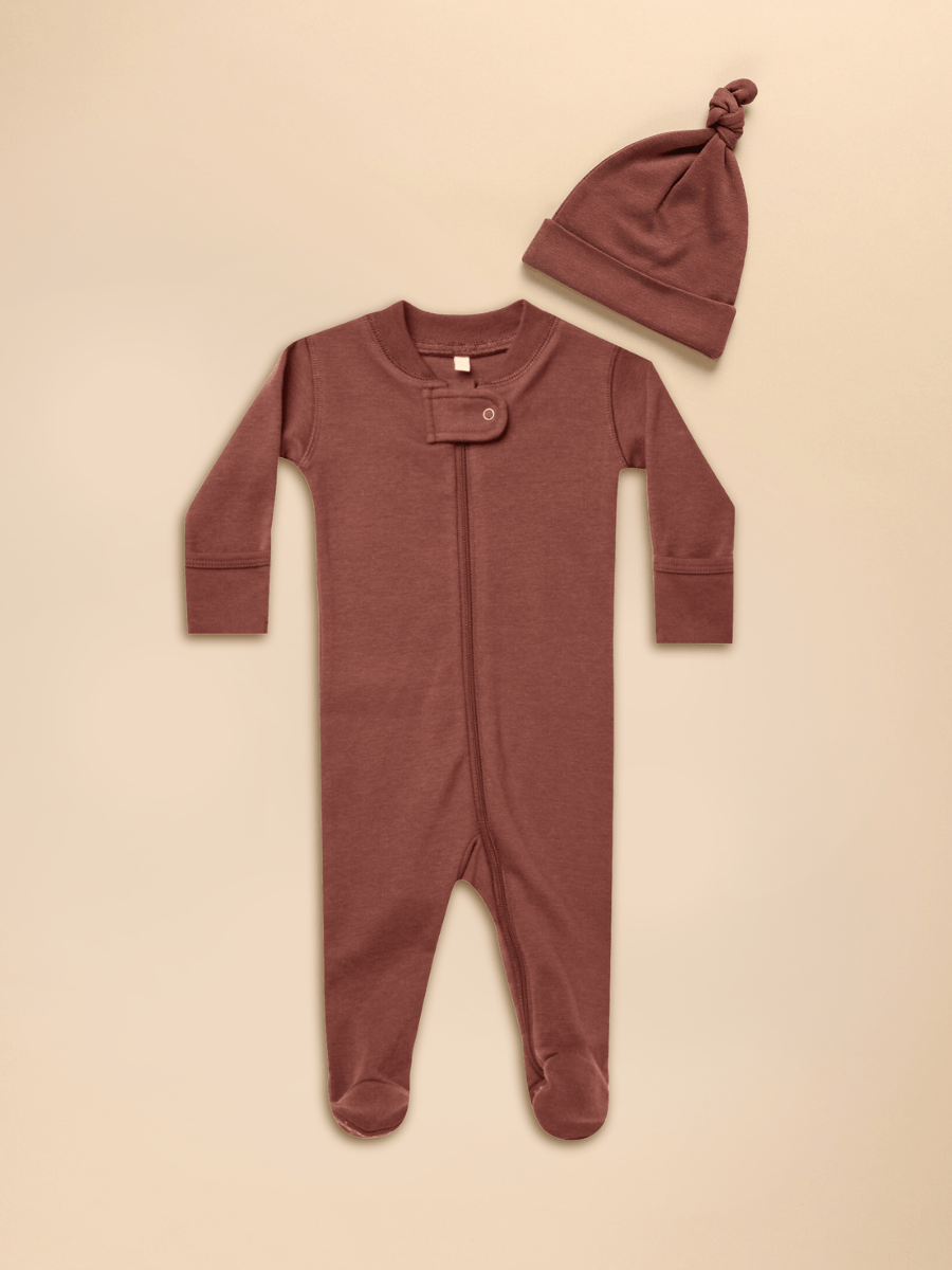 Quincy Mae Baby Mocha Zip Sleeper & Hat Set _QM335TRA - 508 - NorthGirls