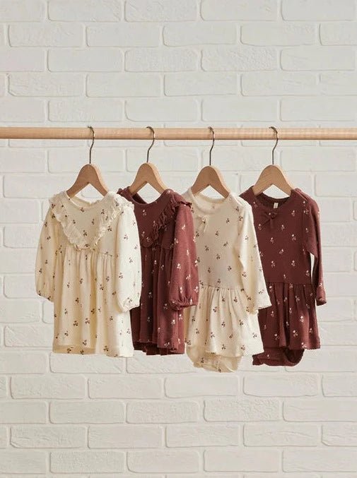 Quincy Mae Mocha Flower Print Dress & Bloomer Set - NorthGirls