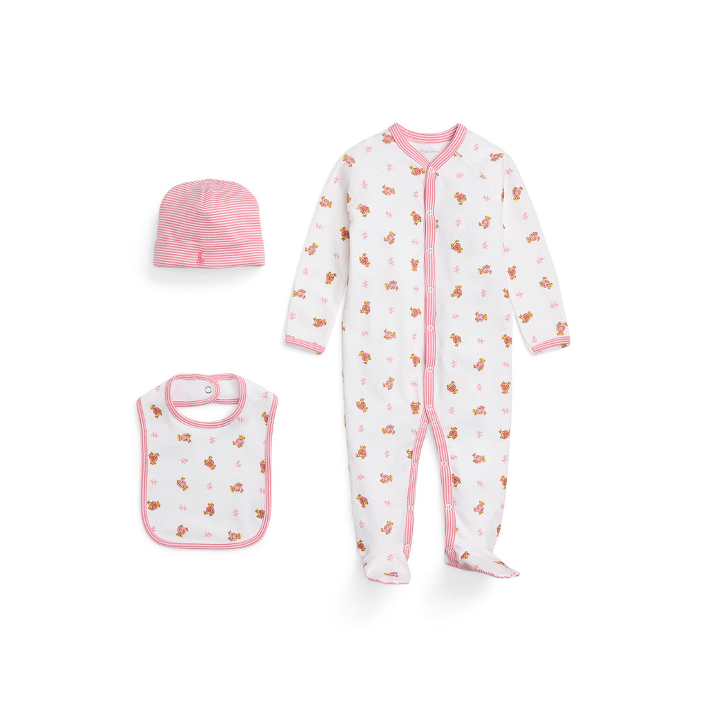 Ralph Lauren Baby Girls Polo Bear 3 Piece Cotton Gift Set - NorthGirls