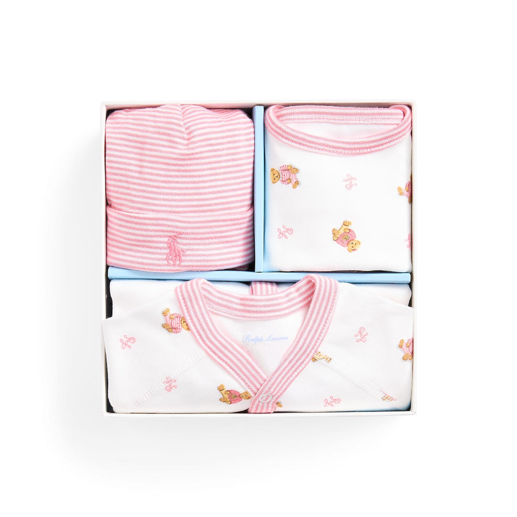 Ralph Lauren Baby Girls Polo Bear 3 Piece Cotton Gift Set - NorthGirls
