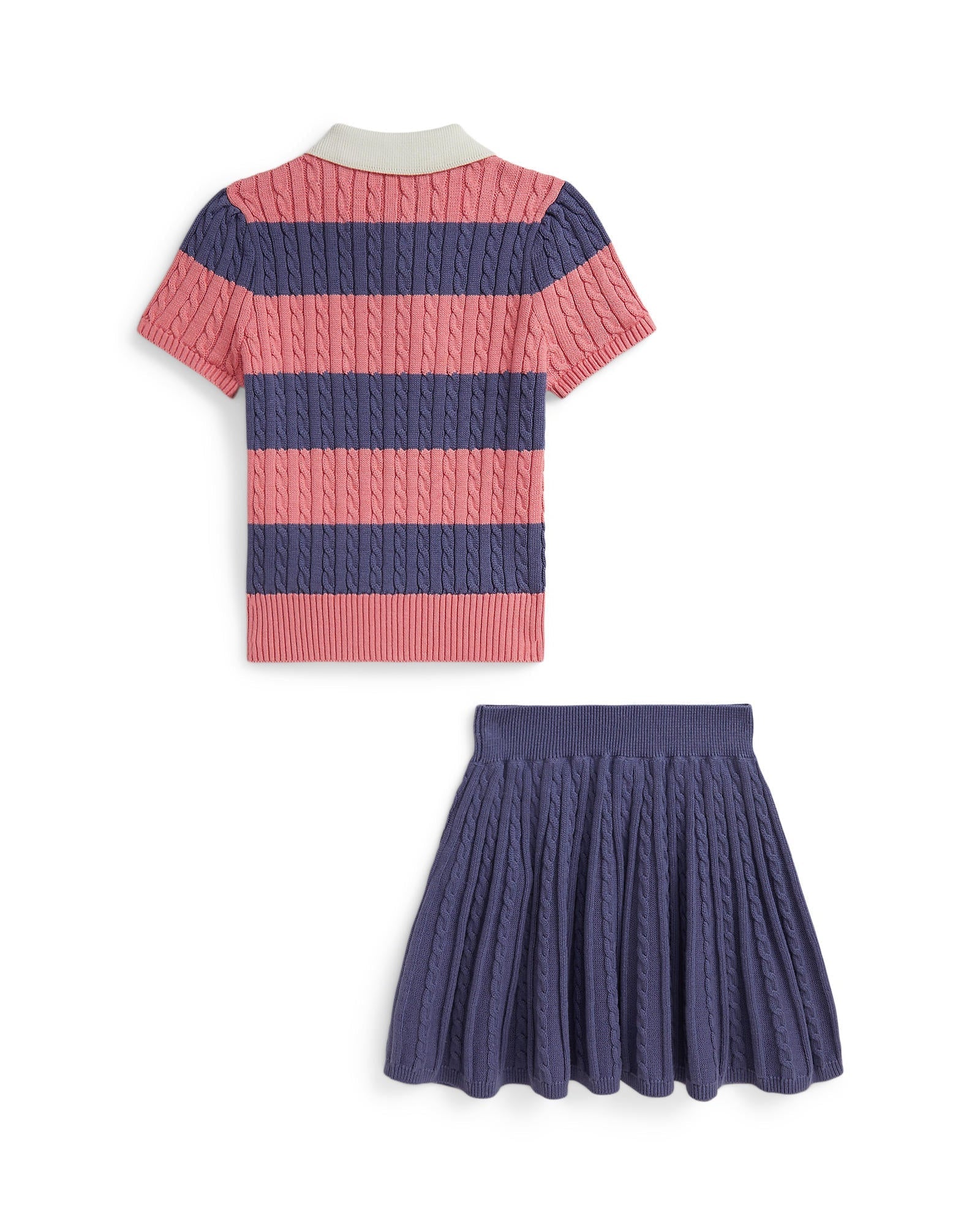 Ralph Lauren Mini Girls Cable Polo Sweater & Skirt Set - NorthGirls