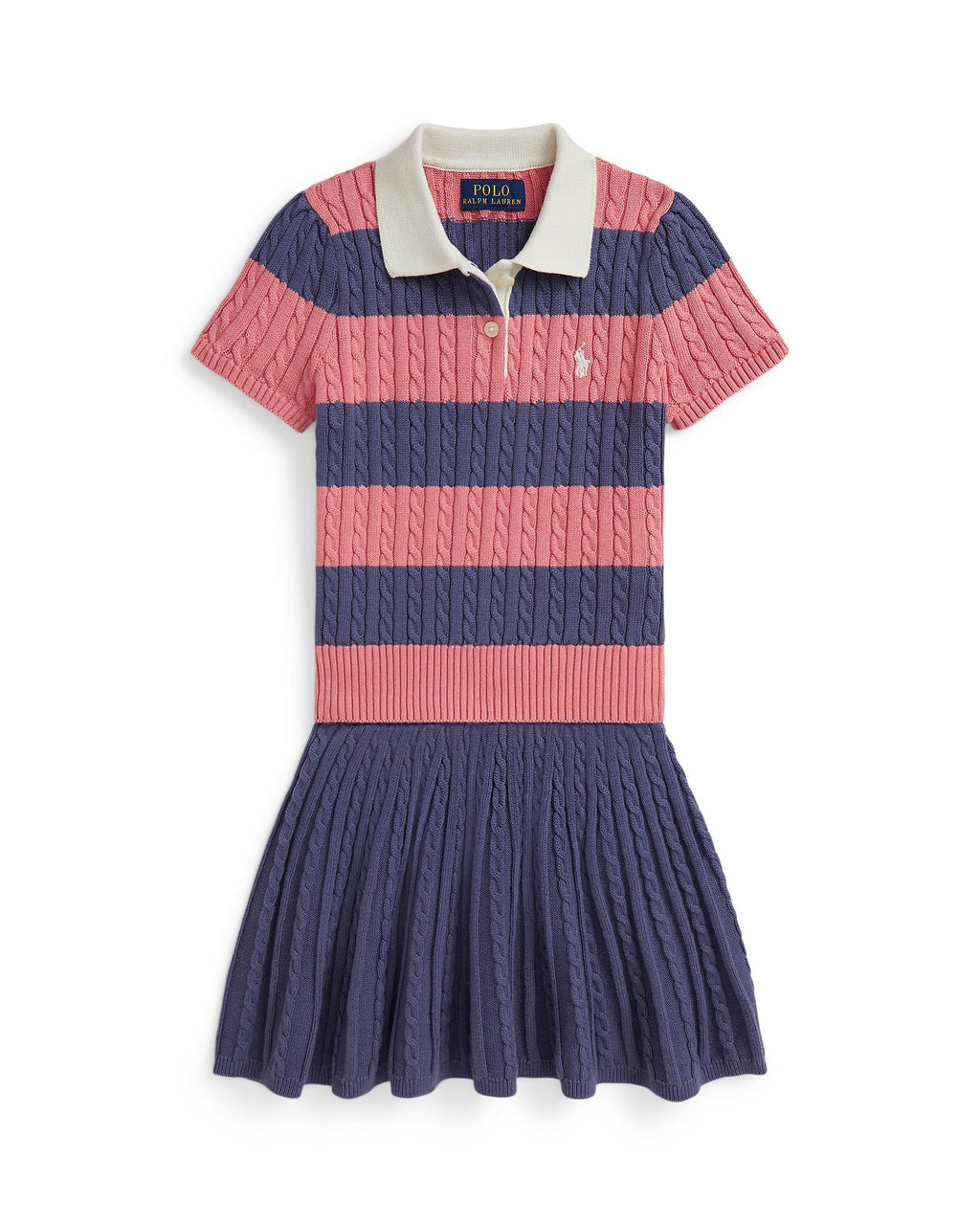 Ralph Lauren Mini Girls Cable Polo Sweater & Skirt Set - NorthGirls
