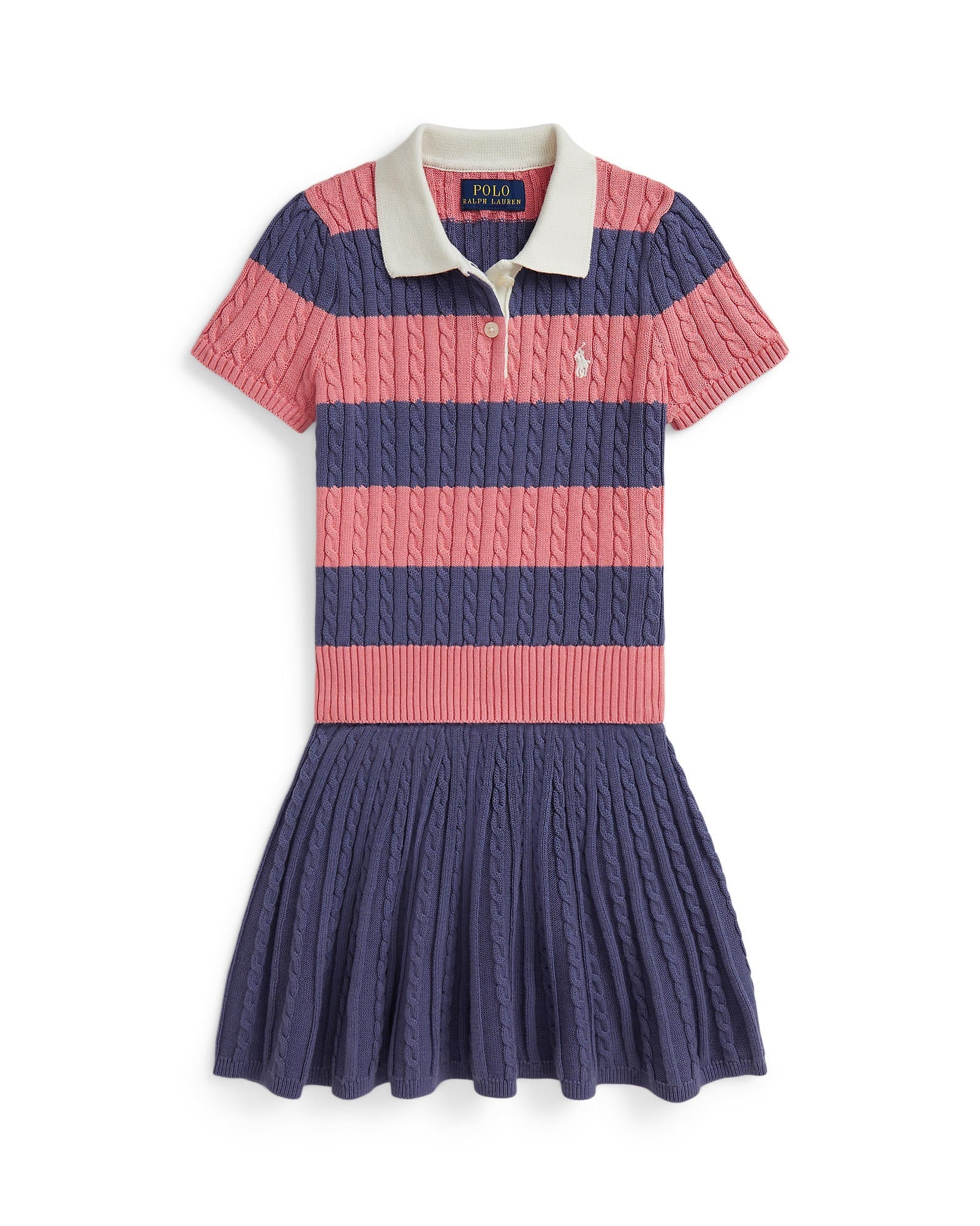 Ralph Lauren Mini Girls Cable Polo Sweater & Skirt Set - NorthGirls