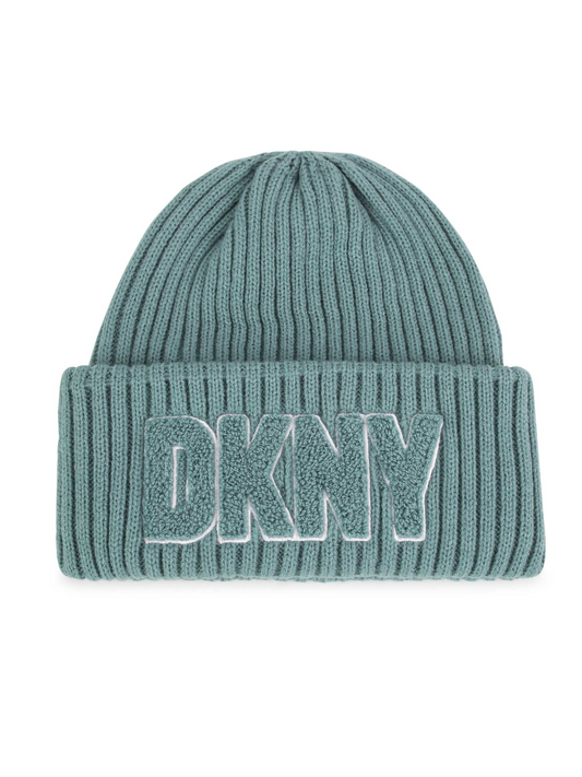 DKNY Junior Blue Knitted Hat With Embroidered Patch _D51000-763