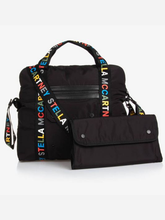 Stella McCartney Black Diaper Bag w/Multi Colored Logo _TT0508Z0179-930