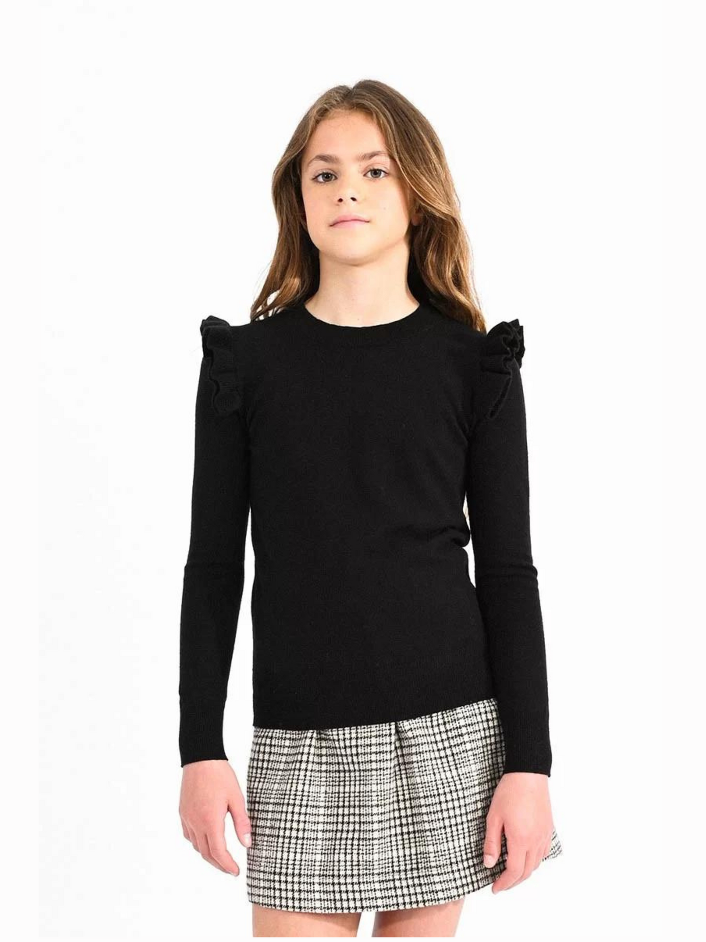 Mini Molly Black Sweater with ruffle_MMLA1251BBN23-3110