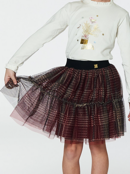 Girls Glittering Tulle Skirt With Frill