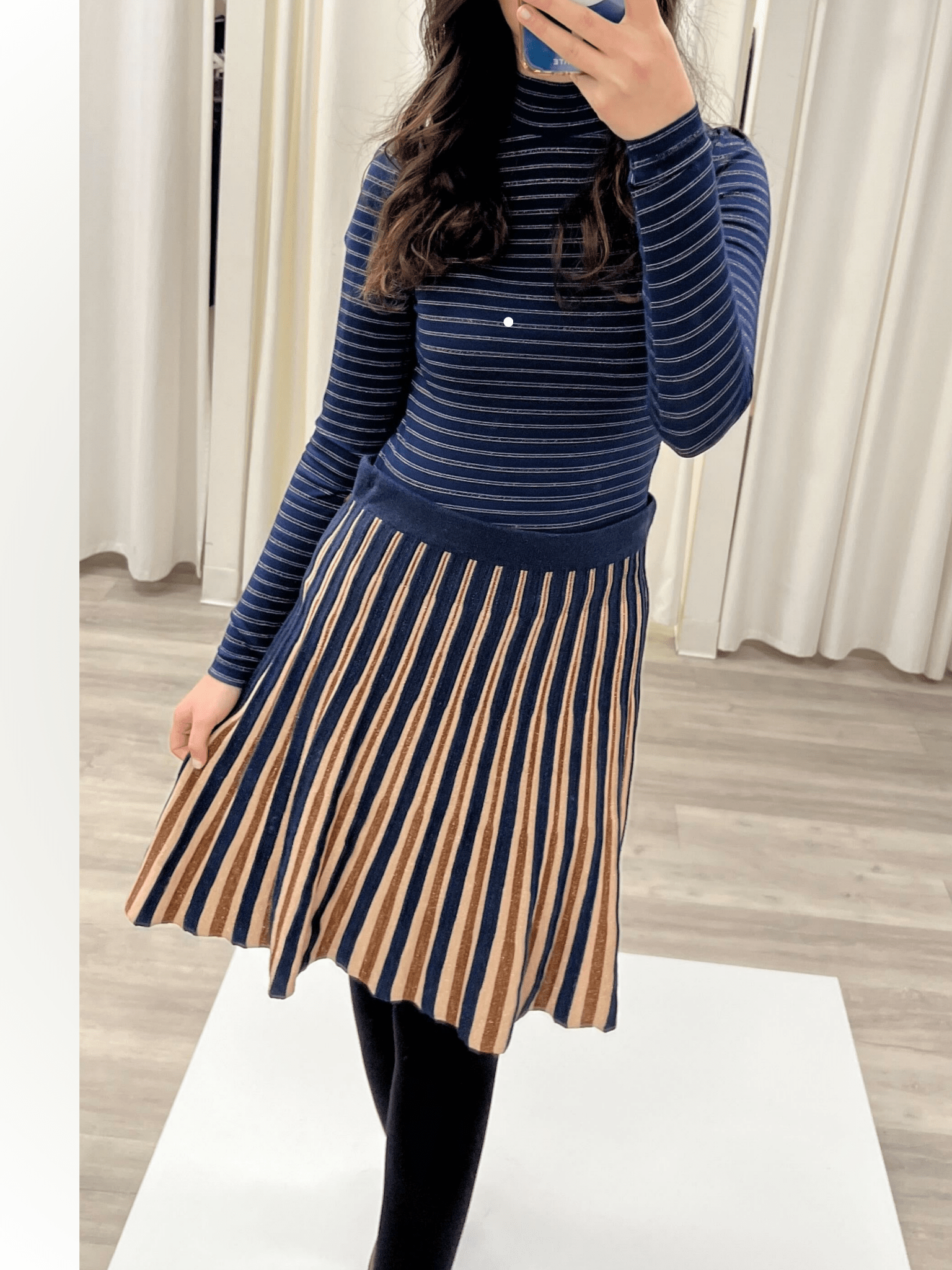 Scotch & Soda Navy Glitter Knit Pleated Midi Skirt _173829 - 6021 - NorthGirls