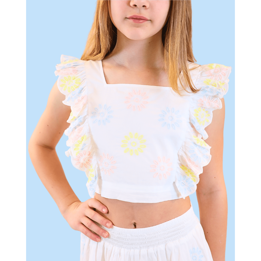 Stella McCartney Crop Sleeveless Eyelet Blouse _White TS5A32 - Z1142 - 101EM - NorthGirls