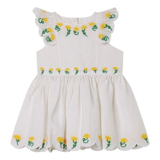 Stella McCartney Baby Sleeveless Linen Dress w/Sunflower Embroidery _TU1222-Z0138