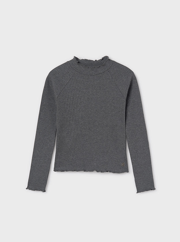 Teen Girl Ribbed Mockneck Long Sleeve Shirt - NorthGirls