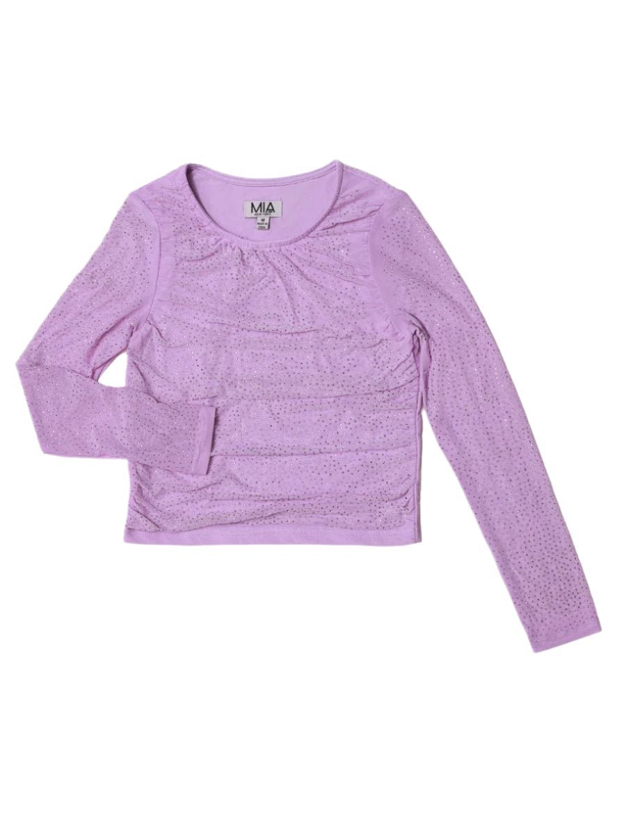 Teen Girls Studded Mesh Long Sleeve Top - NorthGirls