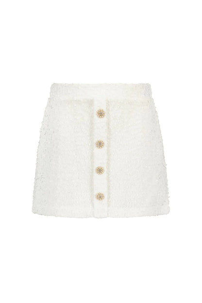 Le chic Off White Tialsa Glitter-Knit Skirt _C312-5715-003