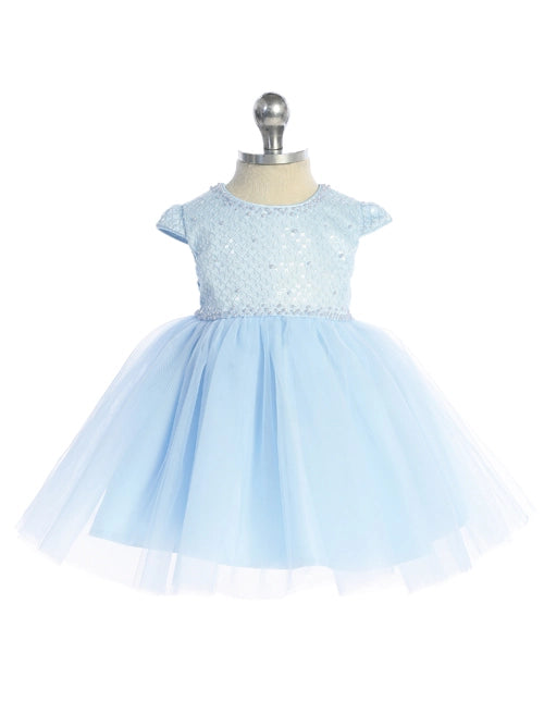 JLBaby Short Sleeve Sequin & Tulle Dress