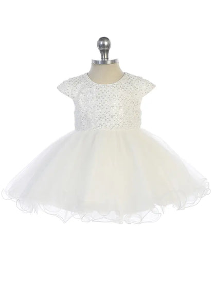 JLBaby Short Sleeve Sequin & Tulle Dress