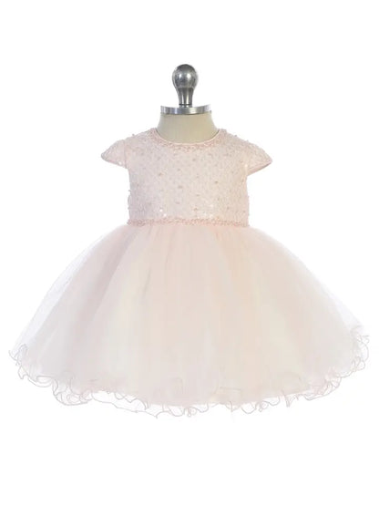 JLBaby Short Sleeve Sequin & Tulle Dress