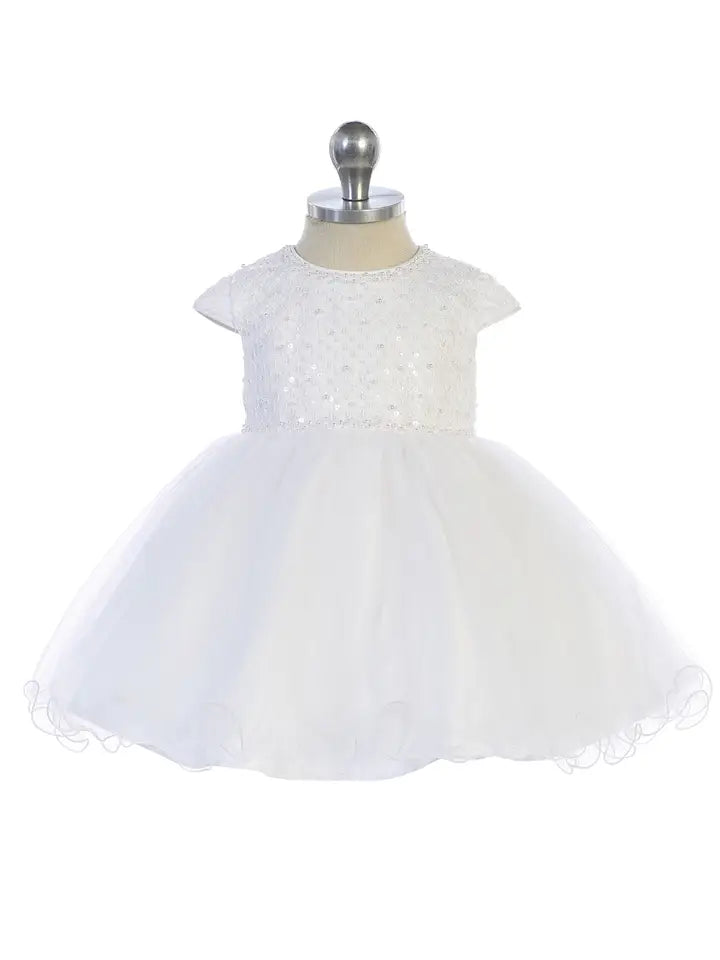 JLBaby Short Sleeve Sequin & Tulle Dress