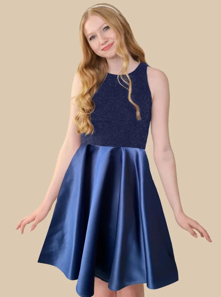 UDT MICHELLE Glitter & Satin Racer Back Dress _ K4090 - NorthGirls