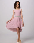 UDT Pleated High Low Glitter Dress_ G2878K - ROSE - NorthGirls