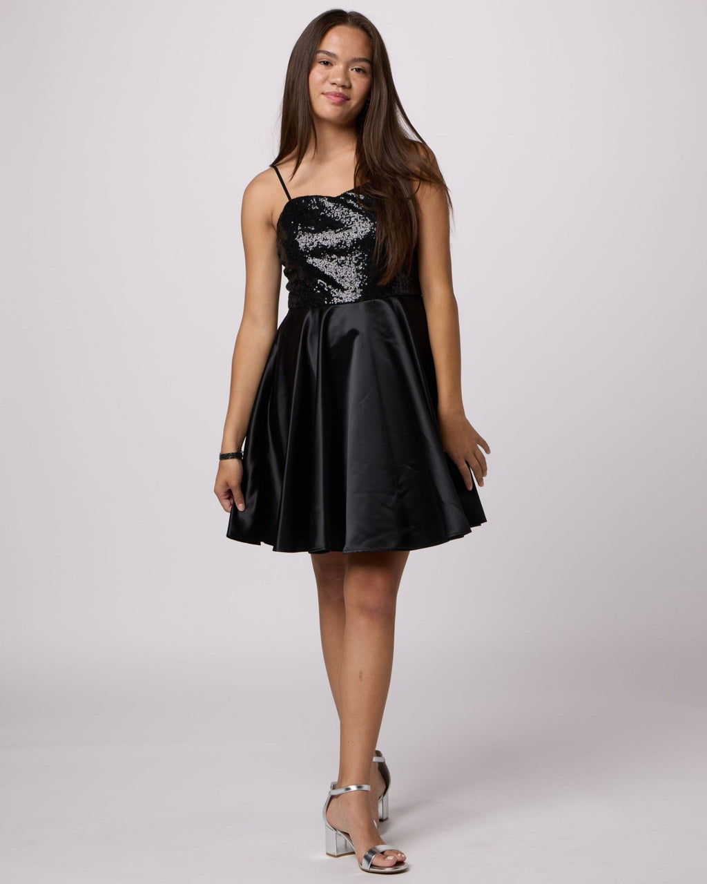 UDT SARA Sequin & Satin Party Dress w/Straps - NorthGirls