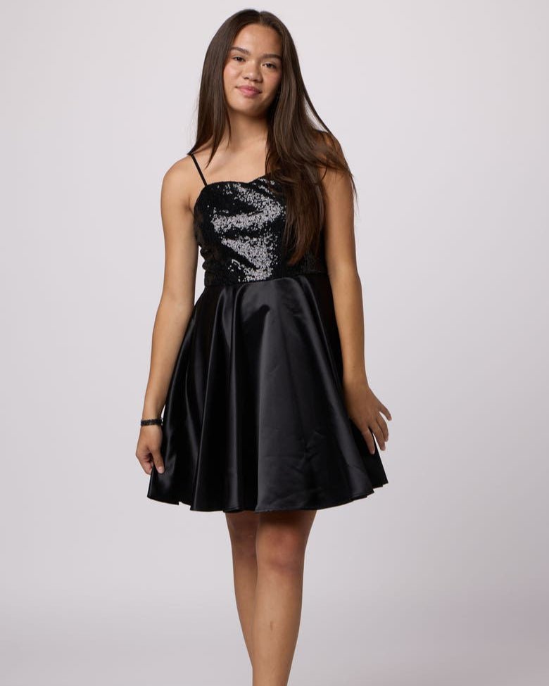 UDT SARA Sequin & Satin Party Dress w/Straps - NorthGirls