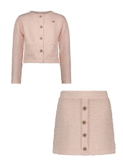 Girls Tweed Knit Jacket and Skirt Set