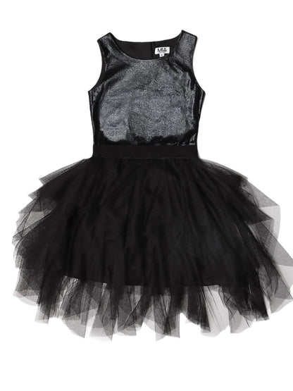 Teen Girls Black Cascade Dress