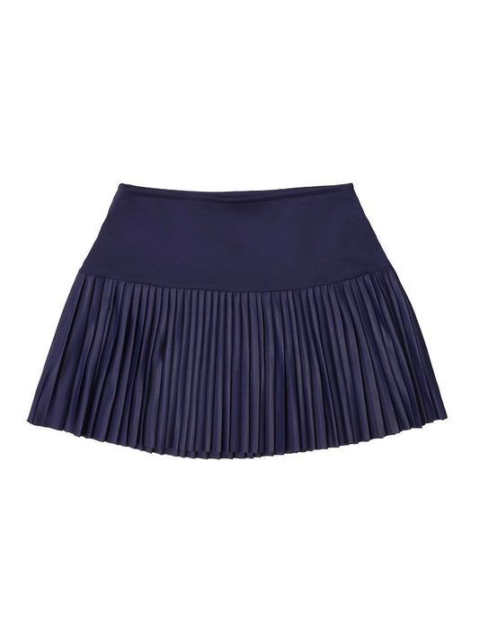 Teen Girls Navy Pleated Drop Waist Skirt