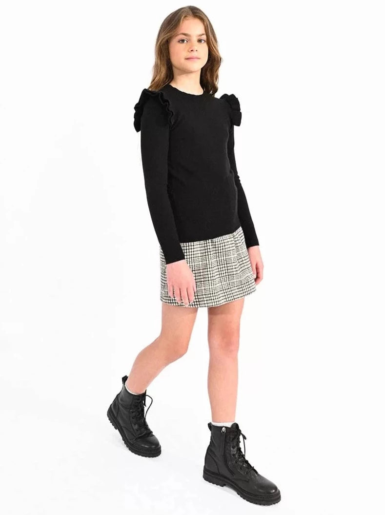 Mini Molly Black Sweater with ruffle_MMLA1251BBN23-3110