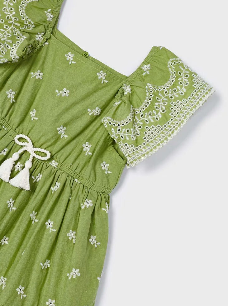 Mayoral Mini Green Embroidered Dress_ 3933-79