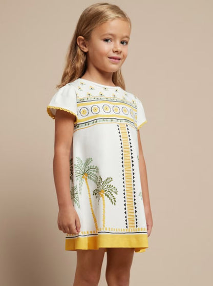 Mayoral Mini White w/Yellow Printed Dress_ 3949-59