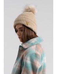 Mini Molly Knitted Hat w/Heart _Beige B216AHH-BEIGE