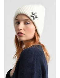 Mini Molly Knitted Hat w/Jeweled Star _White B202AHH-BLANC