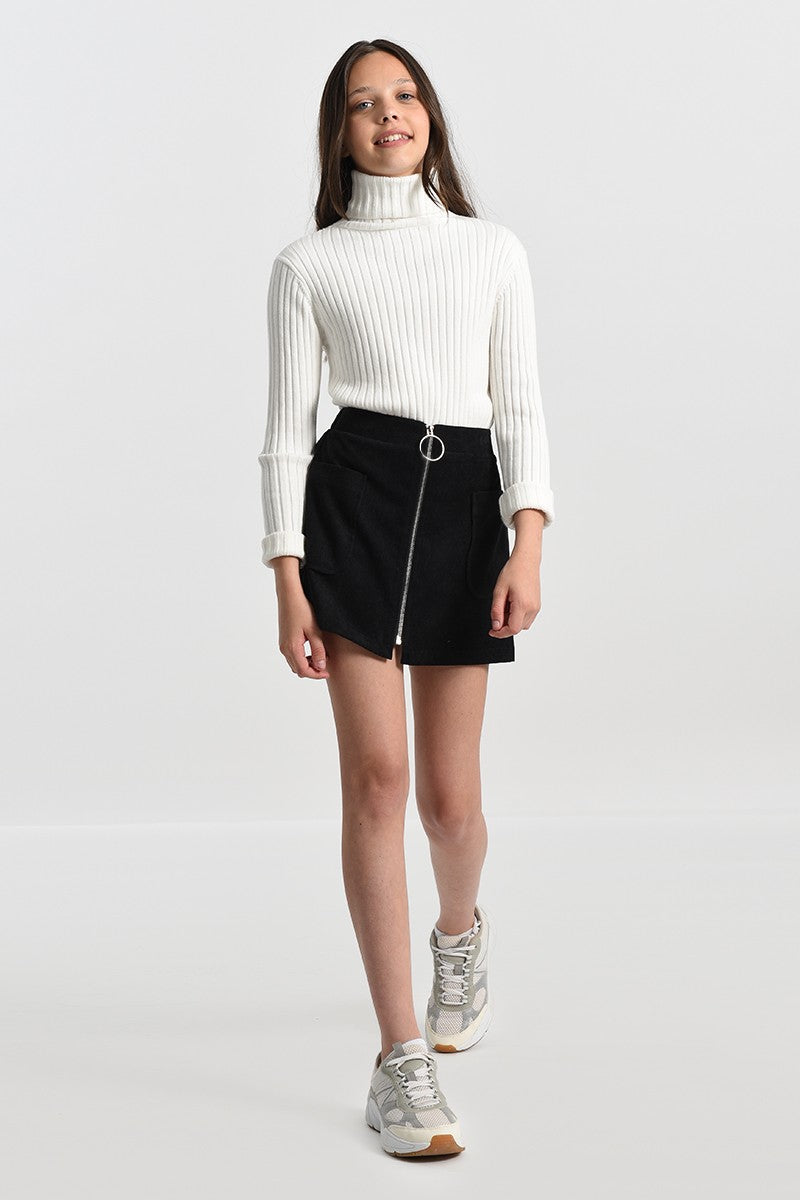 Mini Molly Zipped Velvet Skirt _Black MMT1139ANH22-NOIR