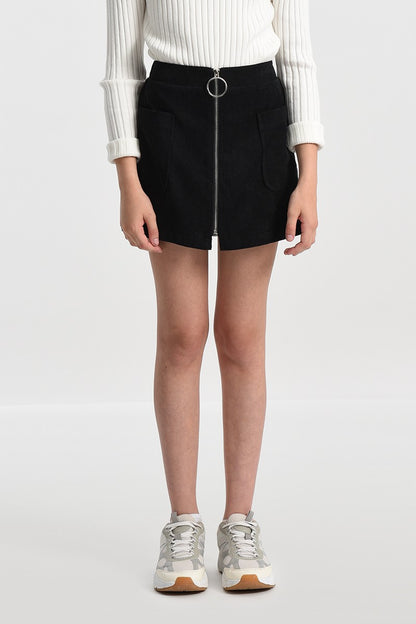 Mini Molly Zipped Velvet Skirt _Black MMT1139ANH22-NOIR