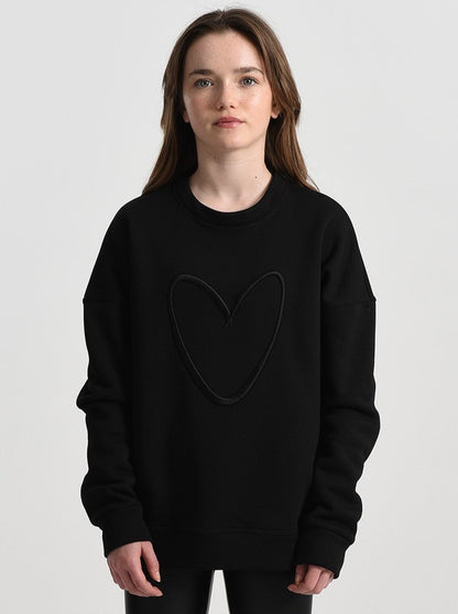 Mini Molly Embroidered Heart Sweater _Black MMES118ANH22-NOIR