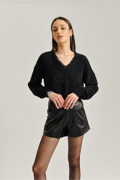 Mini Molly Fluffy Knitted Sweater _Black MME1190ANH22-NOIR